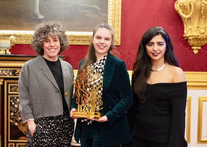 Create the Trophy judges with trophy designer Hannah Goldsmith at the 2021 QEPrize Presentation