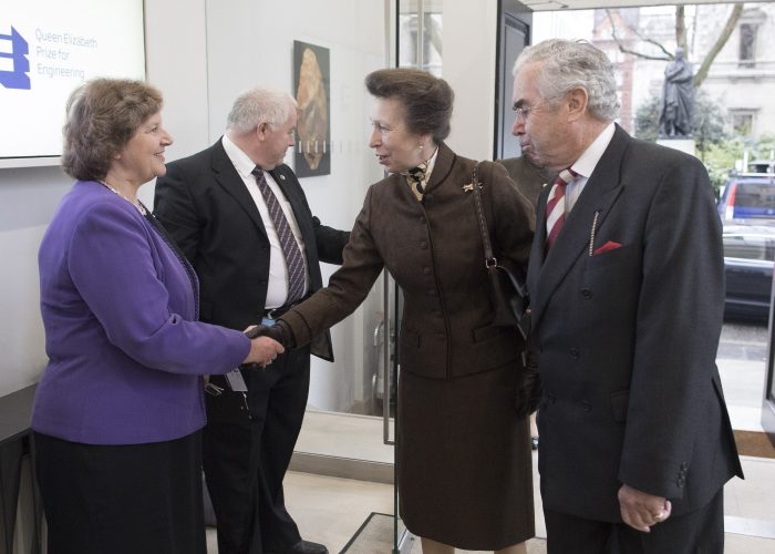 Dame Ann Dowling greets HRH The Princess Royal at the 2017 QEPrize Winner Announcement