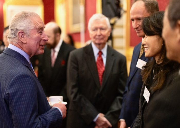 HRH The Prince of Wales talking to the families of the 2021 QEPrize winners